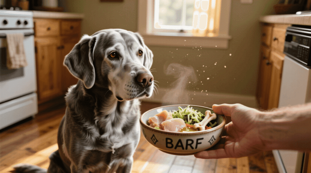 alimentation barf chien senior — repas équilibré maison avec ratios vétérinaires