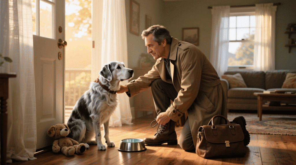 Anxiété de séparation chez le chien âgé – moment de rassurance – Chiensenior