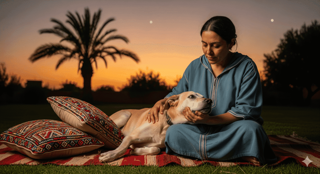 Euthanasie du chien : moment de tendresse dans un jardin – Chiensenior