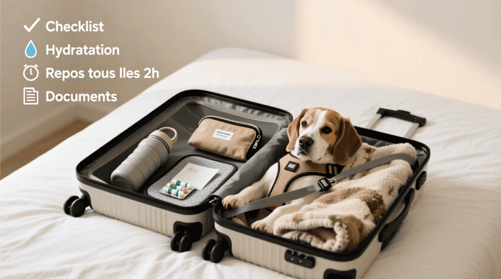 voyage avec chien senior — préparation sécurisée pour train, avion ou voiture