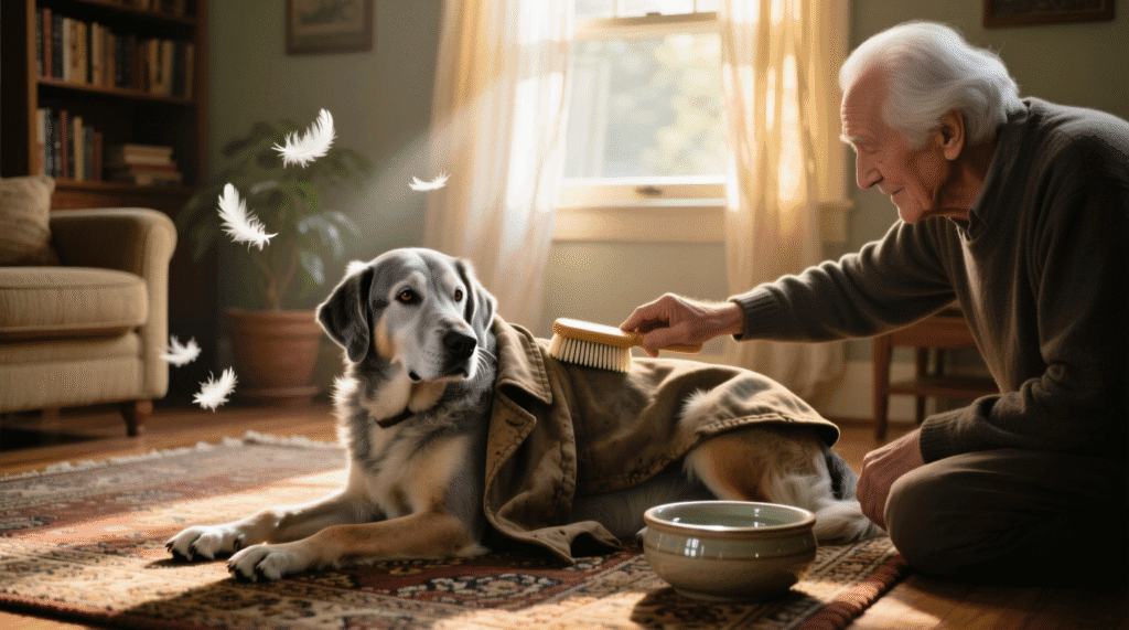 toilettage chien senior – brossage doux – Chiensenior