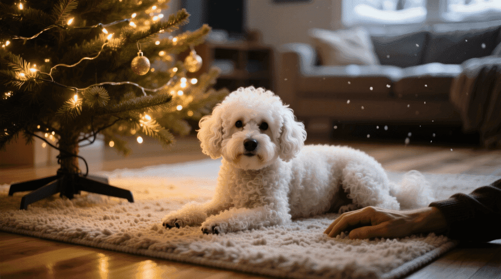 noël chien senior paisible — moments calmes, sécurité et lien en période de fêtes