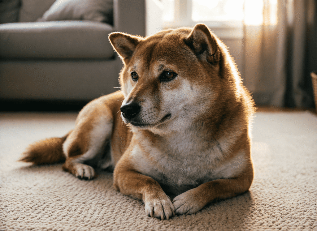 Illustration showing coffee grounds being added to compost — not directly to houseplants — with healthy pothos and snake plant nearby.